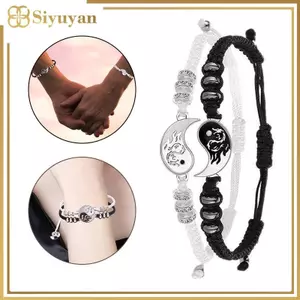 Siyuyan 2 Cái / bộ Dragon Thái Cực Vòng Tay Bện Dành Cho Nữ Bạn Thân Nhất Có Thể Điều Chỉnh Âm Dương Vòng Tay Thời Trang Cặp Đôi Trang Sức VN