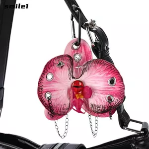 Móc khóa hoa lan SMILE, Mô phỏng hoa mô phỏng đầy màu sắc Móc khóa hoa, Ba lô khoan và đâm thủng thủ công thời trang Trang trí bướm Phong lan Móc khóa