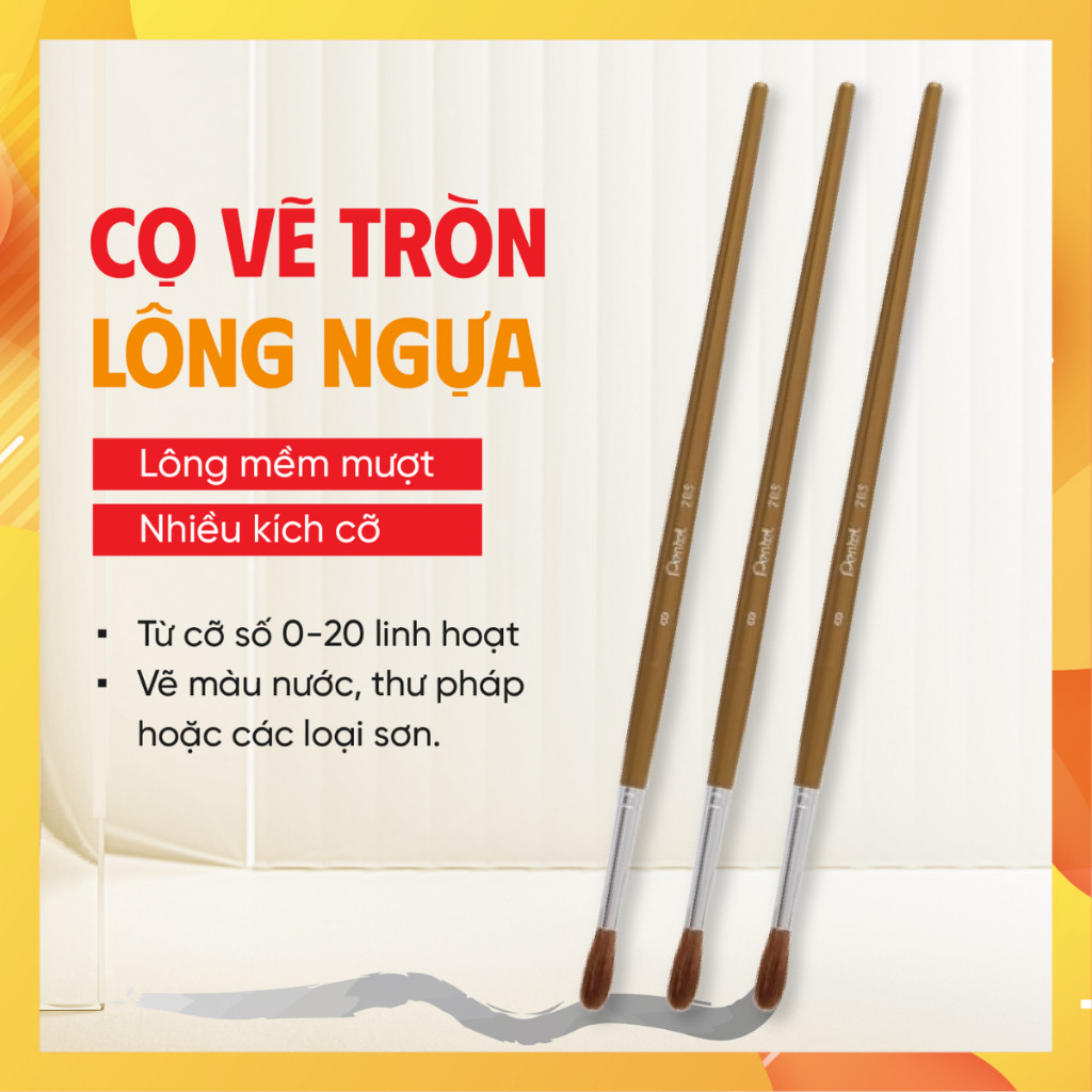 Cọ vẽ màu nước Pentel ZBS cao cấp cọ vẽ tranh lông thú tự nhiên giữ nước tốt đủ size