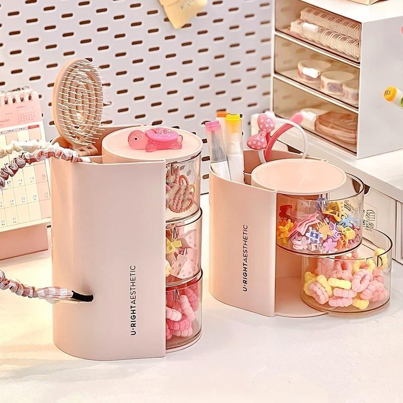 [MAKY] Hộp đựng mỹ phẩm xoay đa chức năng chống bụi 360 độ để đựng đồ trang điểm trên bàn trang điểm VN