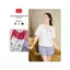 Đồ bộ mặc nhà nữ CARDINA áo cotton cộc tay phối cổ trụ kẻ và quần thô kẻ đùi 6BCN04