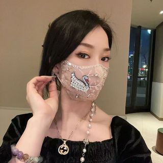 Mặt nạ kim cương lưới mùa hè mới 2026 | Vỏ trang trí họa tiết thiên nga thủ công KXYH