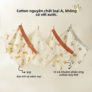 Quần lót bé trai cotton A kháng khuẩn - Quần đùi boxer tinh chải mềm mại 2 lớp thoáng khí