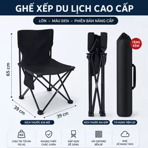 Ghế Xếp Gọn Chống Nước Ngoài Trời - Ghế Cắm Trại, Câu Cá, Picnic Kèm Túi Đựng Tiện Lợi