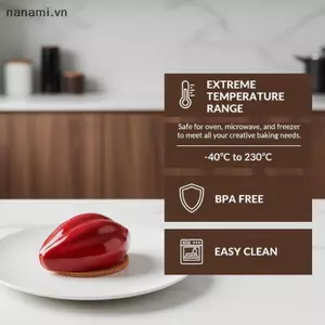 Khuôn Mousse Silicon Hình dạng Cocoa Pod với 6 lỗ dùng cho món tráng miệng kiểu Pháp Bánh Pudding tự làm Dụng cụ nhà bếp nướng bánh [VN]