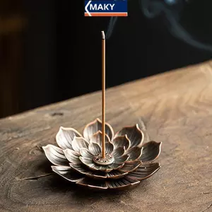 MAKY Kim Loại Hương Đốt Sti Giá Đỡ Phật Giáo Đường Sen Tấm Hương Gỗ Đàn Hương Cuộn Đế Đền Yoga Studios Trang Trí Nhà VN