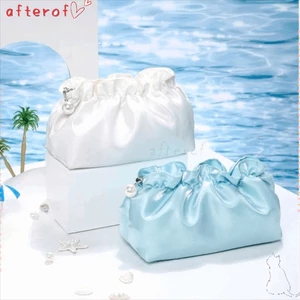 Túi trang điểm AFTEROF, Túi đựng mỹ phẩm bề mặt sáng bóng bằng vải Polyester, Vải nếp nhăn hình đám mây mềm Túi giặt dung tích lớn Phòng tắm