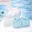 Túi trang điểm AFTEROF, Túi đựng mỹ phẩm bề mặt sáng bóng bằng vải Polyester, Vải nếp nhăn hình đám mây mềm Túi giặt dung tích lớn Phòng tắm