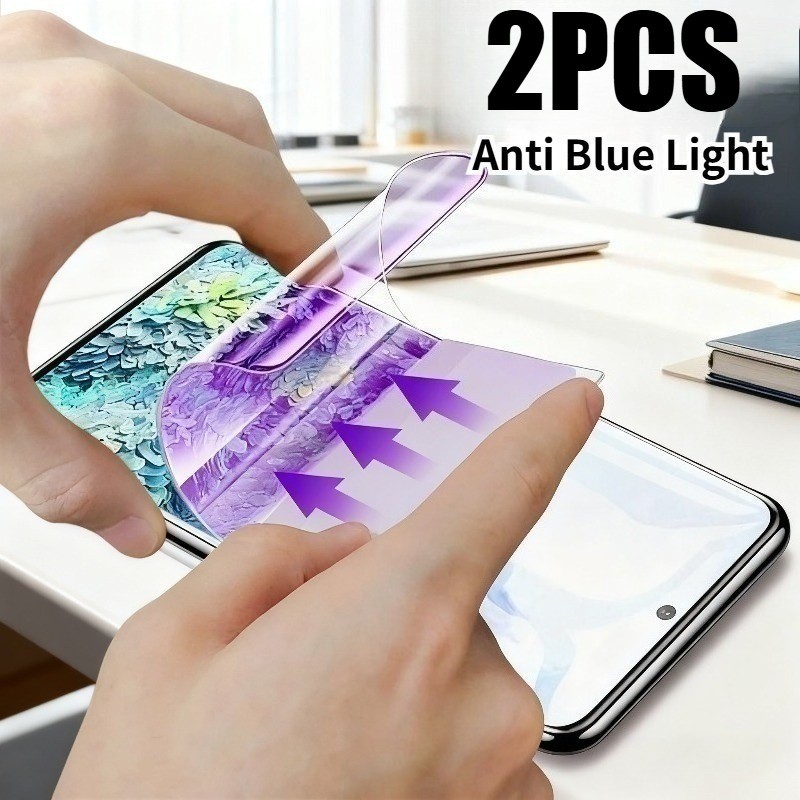 2 Chiếc Full Cover Frosted Hydrogel Film Cho Redmi Note 11 11E 11S 11SE 11s 12 Pro Plus Discovery Speed Turbo Chống Cháy Nổ HD Phim Mềm Trong Suốt Tấm Bảo Vệ Màn Hình Phía Trước Mờ Và Xanh