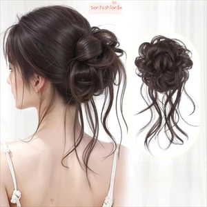 ITRUMPET Tóc Bun Móng Vuốt Kẹp, Tóc Xoăn Màu Đen Tự Nhiên Tóc Giả Tóc Dây, Thời Trang Lông Nâu Tổng Hợp Tóc Phụ Kiện Tóc