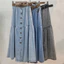 Châu Âu Thời Trang Thắt Lưng Co Giãn Đơn Giữa Chiều Dài Váy Denim Nữ Mùa Hè Phù Hợp Với Chữ a Lớn Xoay Váy T