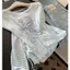 Milyfashion Xanh Cổ Tròn Sọc Hẹp Eo Áo Chống Nắng Áo Tulle Dài Tay Mỏng Mùa Hè 2026 Nhỏ XMNE