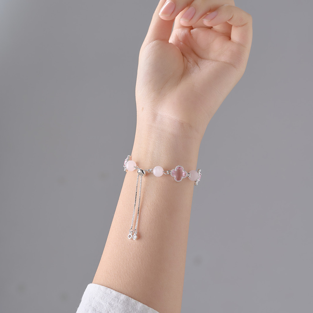 Vòng tay pha lê cỏ bốn lá ngọt ngào phong cách Trung Quốc mới