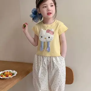 Bé gái (90-130) Mùa hè Phong cách mới Thời trang dễ thương Bộ đồ hai mảnh thông thường mùa hè