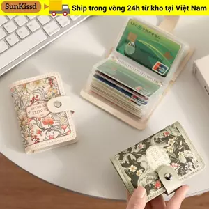 SUNKISSD Ví Nữ, 20 Túi Đựng Thẻ Túi Đựng Tiền Dung Tích Lớn, Di Động Nhẹ Da PU Chống Thấm Nước Đựng Thẻ ID Nữ