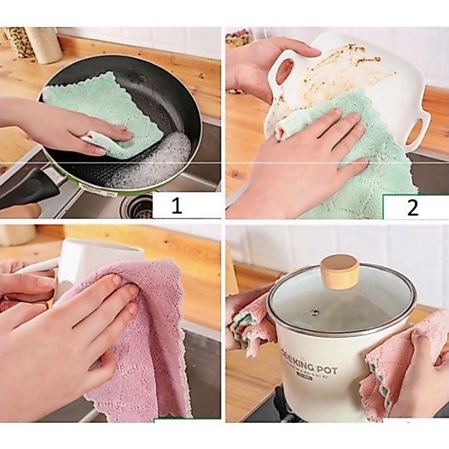 Khăn lau bếp đa năng 2 mặt siêu thấm kháng khuẩn lau bếp, bát đĩa, bàn Loại 1