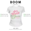BOOM Áo Baby Tee Nữ Cotton Ôm Body-Áo Thun Ngắn Tay Y2K In Hình PhongCách Mùa Hè, Cổ Tròn Hàng Đầucách hàn quốc phong497