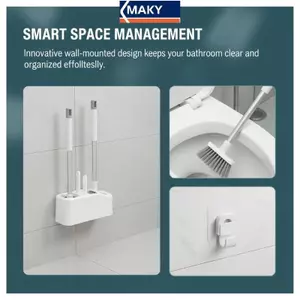 Bàn chải bát vệ sinh MAKY 4 trong 1 có giá đỡ Bộ pít tông silicon Bộ dụng cụ làm sạch sâu Phụ kiện VN