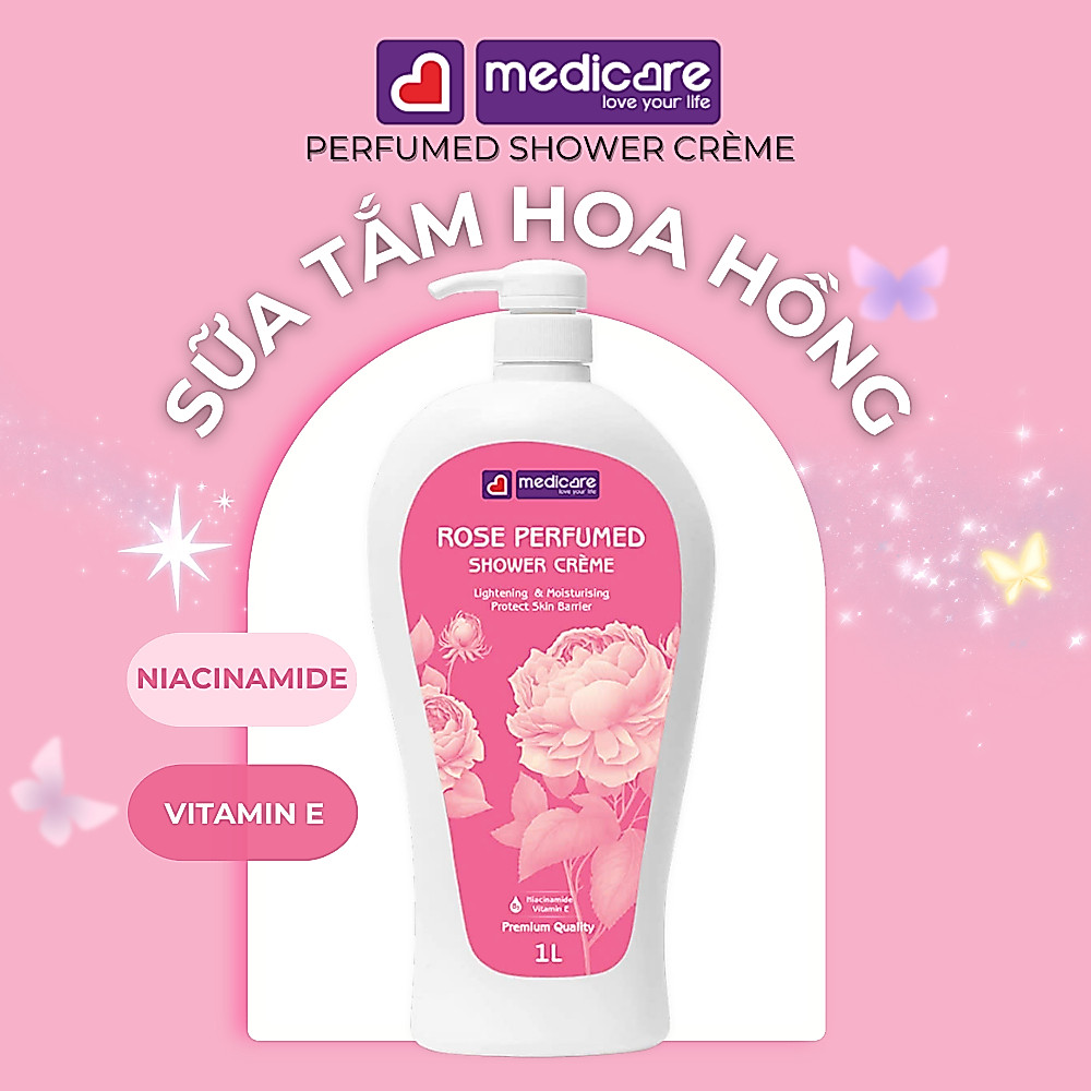 Sữa tắm MEDiCARE hương hoa hồng chai 1 lít