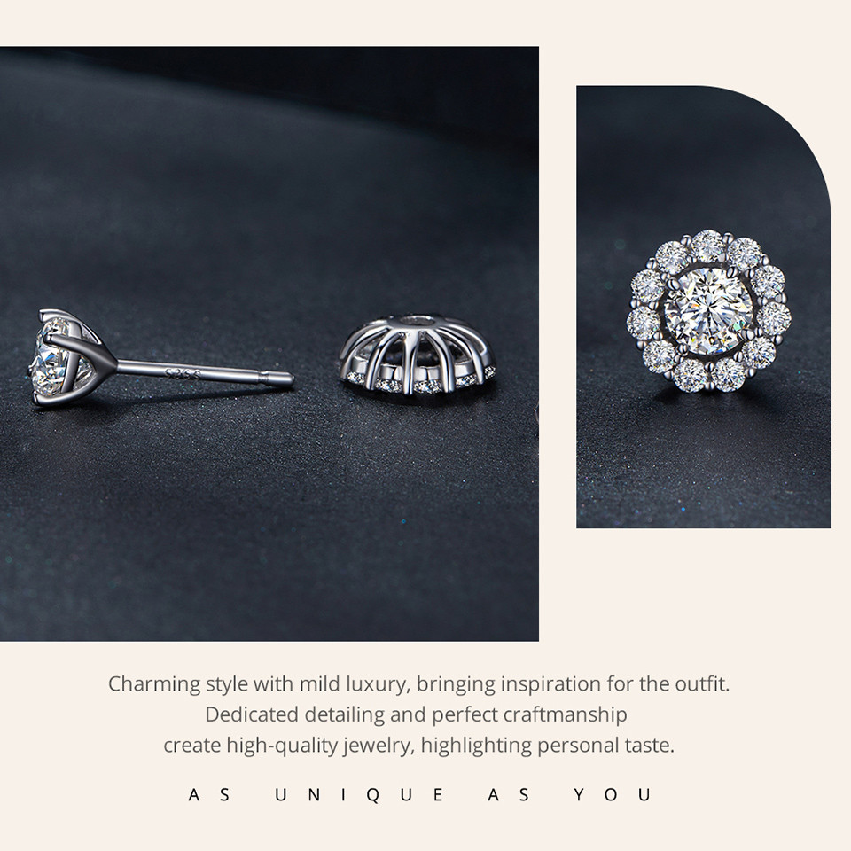 Bamoer Bông Tai bạc 925 0.5 ct vvs1 Cao Cấp Thời Trang Cho Nữ MSE010
