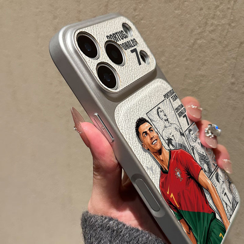Ốp lưng iPhone Họa tiết da mạ phong cách Ronaldo iPhone 17 16 15 14 13 12 11 Pro Max Plus Max