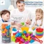 Đồ chơi đếm động vật giáo dục sớm - Trò chơi phân loại khủng long bằng cao su mềm có bát màu