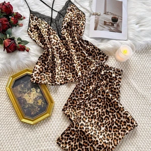 Phụ Nữ Da Báo In Sling Quần Dài Bộ Pyjama Thường Ngày Trong Nhà Loungewear Cho Nghỉ ngơi Hàng Ngày Thời Gian Giải Trí
