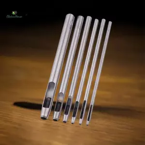 Bộ 6 Bộ Dụng Cụ Đấm Rỗng Lỗ Tròn Dụng Cụ Đấm Thép Da Thủ Công Làm Việc Cho Dây Đồng Hồ, Vải, Nhựa, Dây Gioăng mới