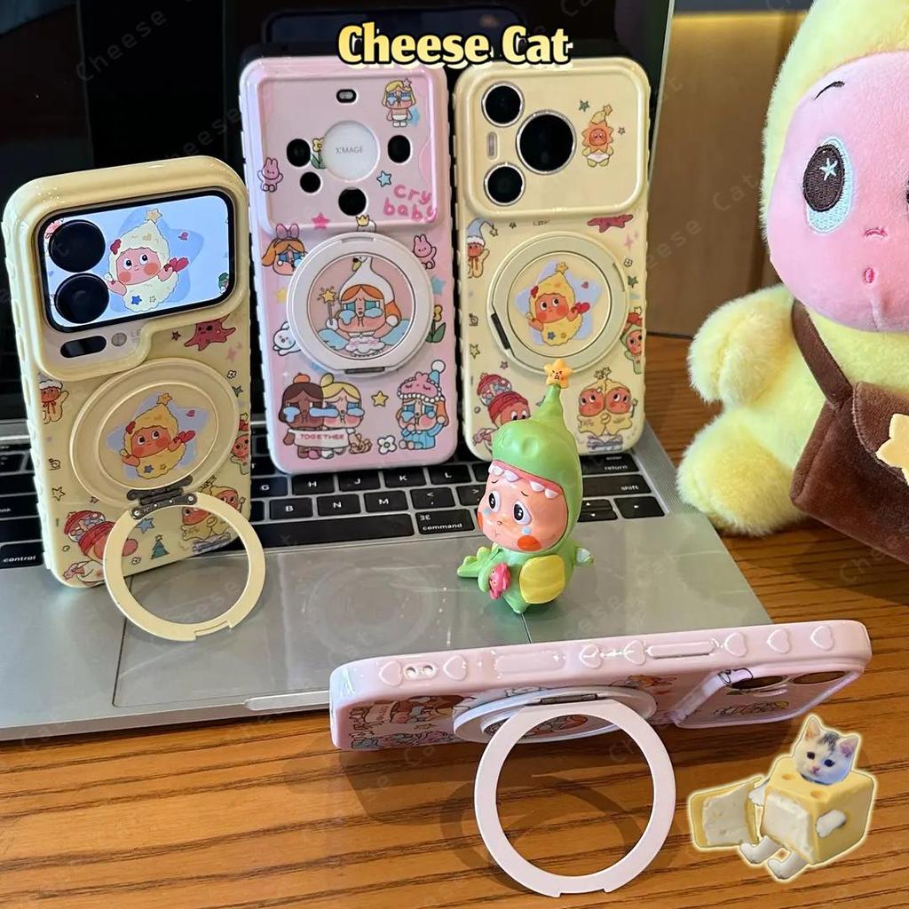 cho Crying Bae Ốp điện thoại giá đỡ kim loại xoay búp bê dễ thương cho iPhone 13 12 11 14 15 Plus 16 17 Pro Max 17 Air