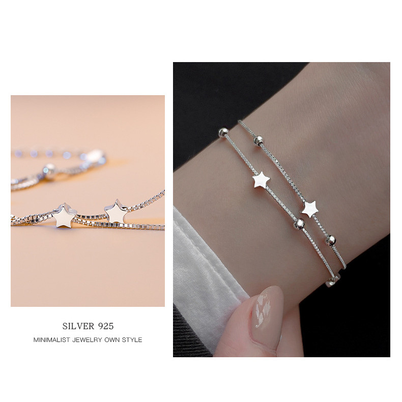 Vòng tay ngôi sao hai lớp bạc s925