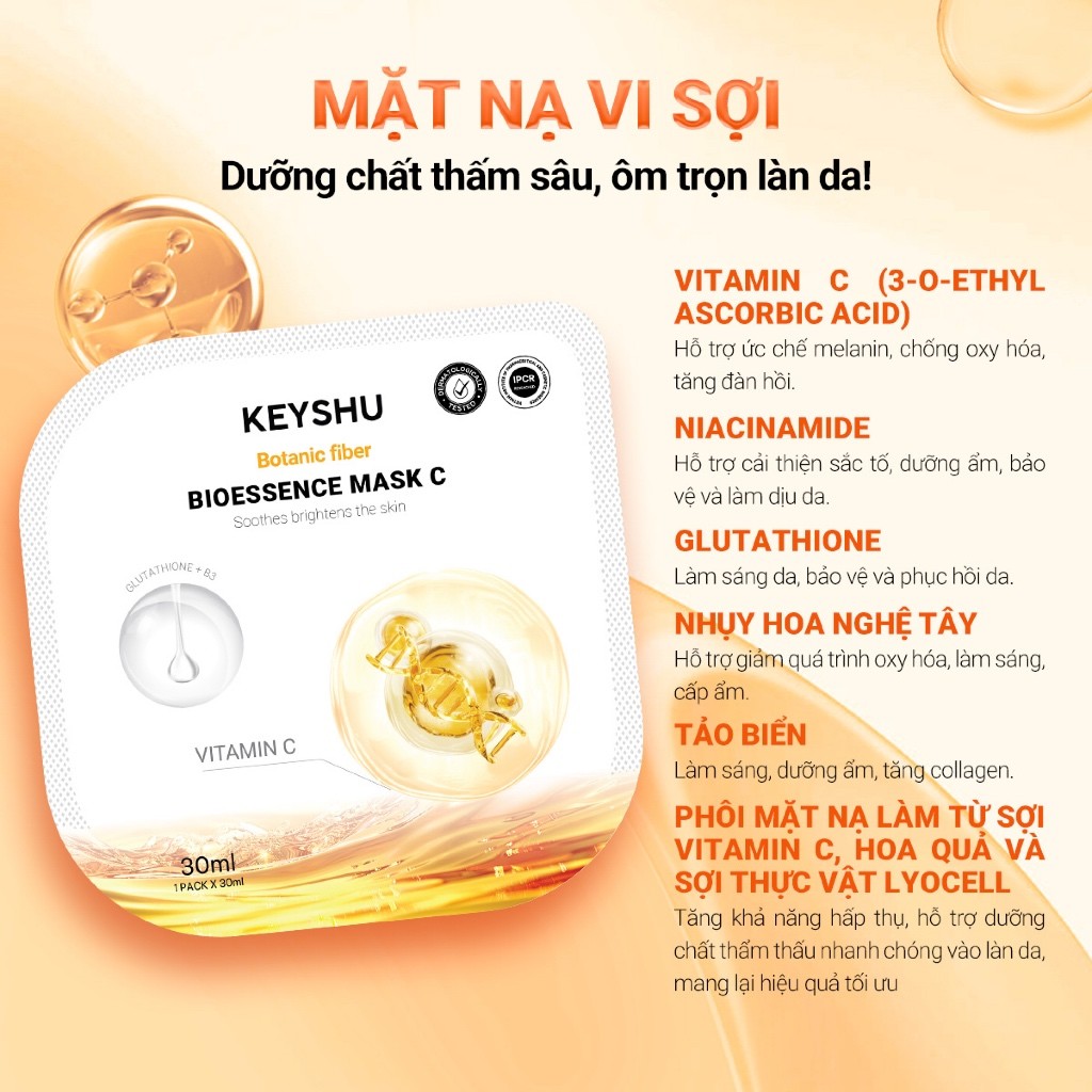 Hộp Mặt Nạ KEYSHU 10 Miếng 30ML Dưỡng Ẩm, Làm Mềm Da, Hỗ Trợ Ngăn Ngừa Lão Hóa