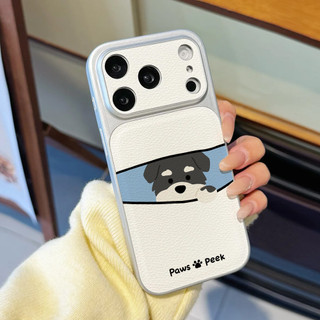 Paws & Peek ỐP đIệN ThoạI Cho IPhone 17/16/PRO Max/15PLUS/14/13/12/11Mạ kim loại kết hợp dán bề mặt da