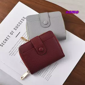 Ví Mini SAMO, Khe Cắm Nhiều Thẻ Ví Ngắn Họa Tiết Litchi, Dung Tích Lớn Đa Năng Nhỏ Gọn Dây Kéo Đồng Xu Bỏ Túi Đựng Tiền Xu Quà Tặng