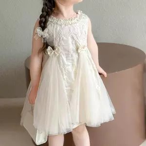 Đầm công chúa gạc ren không tay mùa hè thời trang