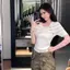 Áo len cổ tròn sọc kim loại kiểu Pháp mùa hè Áo thun ngắn tay Slim-fit Classy Royal Sister Top