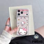 Ốp điện thoại bằng da PU hình mèo Kitty dễ thương cho Huawei Mate 80 Pro Max 70 Air 60 Por Plus 50 40 30 Pro Vỏ mềm màu bạc kẻ sọc chống rơi