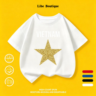 COD✅(Hồ Chí Minh) Áo thun cotton in ngôi sao lấp lánh chữ VIETNAM, size 9-65kg, thoáng mát thấm mồ hôi