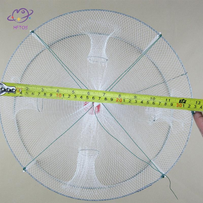 HFTOY 1 Cái Có Thể Gập Lại Câu Cá Cá Cua Mồi Lưới Bẫy 4 Lỗ Crayfish Tôm Hùm Fishnet Đúc Nhúng Lồng 42 * 20cm ~