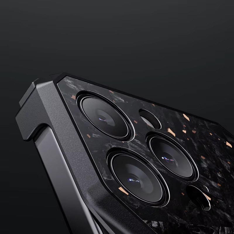 2025New Hợp Kim Nhôm Sang Trọng Satin Sợi Carbon Ốp Lưng Điện Thoại iPhone 16 Pro Max 16promax Rỗng Bảo Vệ Ống Kính Vỏ Điện Thoại