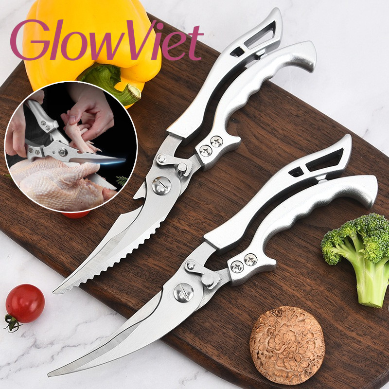 Kéo Cắt Xương Gà Vịt Chuyên Dụng - Thép Không Gỉ SK5 Siêu Bền, Lưỡi Sắc Bén, Chống Dính