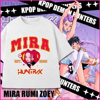 Áo thun tay ngắn thiết kế K-pop Demon Hunters với hình ảnh nhân vật Rumi, Mira, Zoey