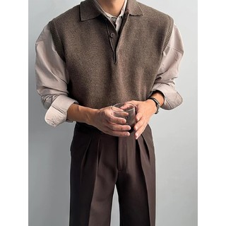 Áovest dệt kim nam phong cách Harajuku Nhật Bản, dáng rộng, thời trang và thoải mái.