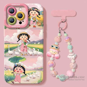 Tương thích Wth iPhone 16 15 14 13 12 11 Pro Max X Xr Xs Max 7 8 Plus SE2020 Vỏ Điện Thoại Hoạt Hình Crayon Shin Chan + Dây Buộc Mặt Sau Mềm