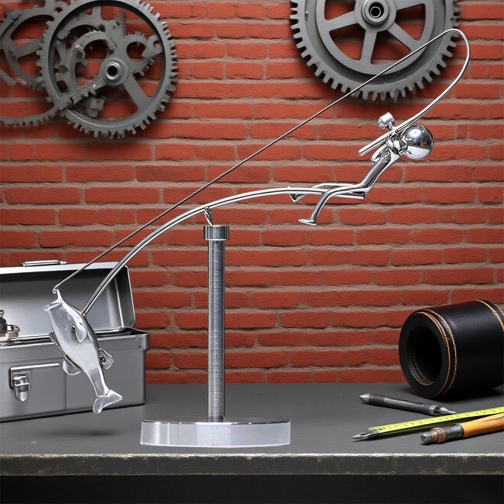 Fisherman Fishing Balance Sculpture Ornament