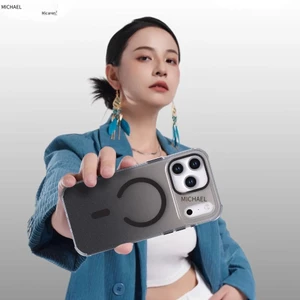 Ốp điện thoại Mikalen iPhone 17Pro từ tính 17 Pro max Nút ảnh lấp lánh Gradient Vỏ bảo vệ chống sốc trong suốt