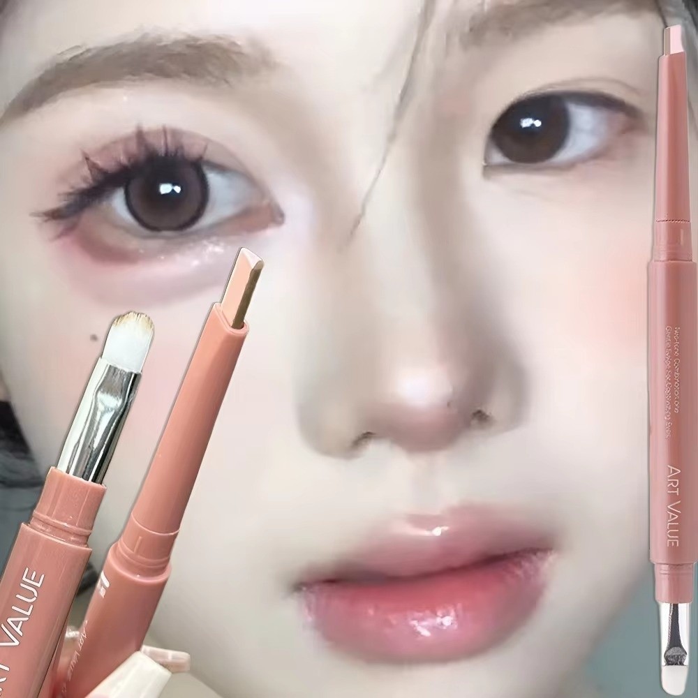 Gậy tằm ngủ MARGREDY, Bút phấn mắt Ombre 2 khóa màu, Bút Highlighter màu nâu hồng siêu mỏng 2 trong 1 Thích hợp cho người lười biếng