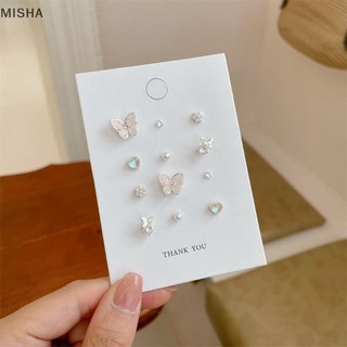 Misa Ngọt Ngào Opal Trái Tim Bông Tai Bộ Dành Cho Nữ Cô Gái Hình Học Tinh Tế Tình Yêu Ngọc Trai Bông Tai Trang Sức Quà Tặng