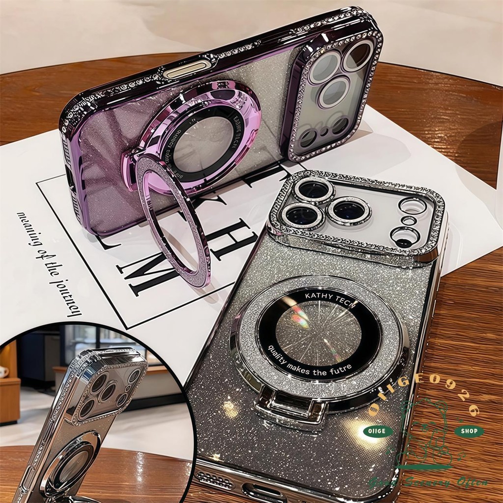【 Ốp lưng iPhone17 】 Vỏ điện thoại từ tính mạ kim cương iphone17 Pro Max 16 15 14 13 12 cho vỏ iPhone Vỏ mềm silicon TPU chống sốc