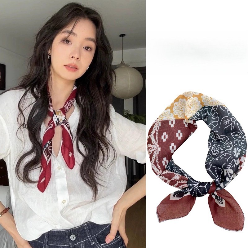 Khăn lụa cổ điển kiểu Pháp hình tam giác, phù hợp quàng cổ cho nữ
