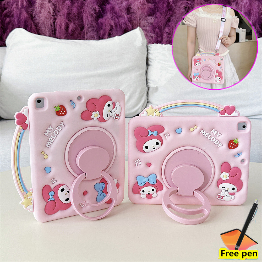 Ốp Lưng Cho iTel Vista Tab 30 / 30S 11 Inch 360° Xoay Vỏ cầm tay hoạt hình dễ thương Vỏ dây đeo máy tính bảng